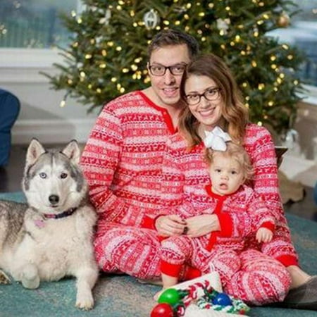 

Baozhu Christmas Family Matching Pajamas Suit Mother And Daughter Matching Outfits 2Pcs Tops+Pants Sleepwear Casual Family Pyjamas Set