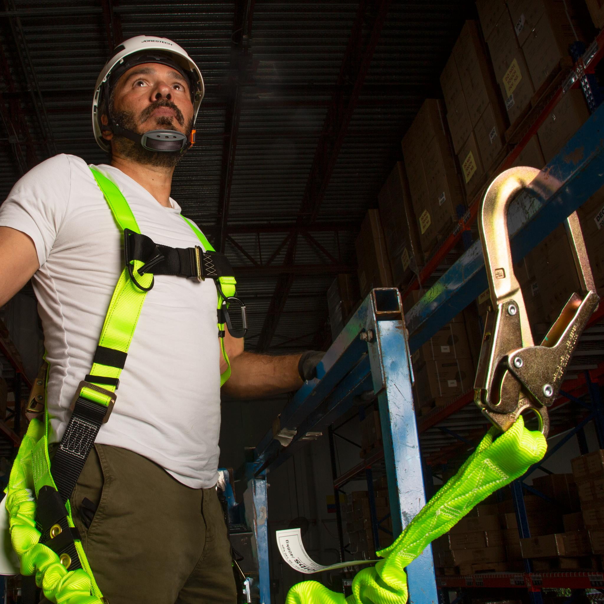 JORESTECH Single Leg Internal Shock-Absorbing Lanyard with Snap Hook and Scaffolding Hook