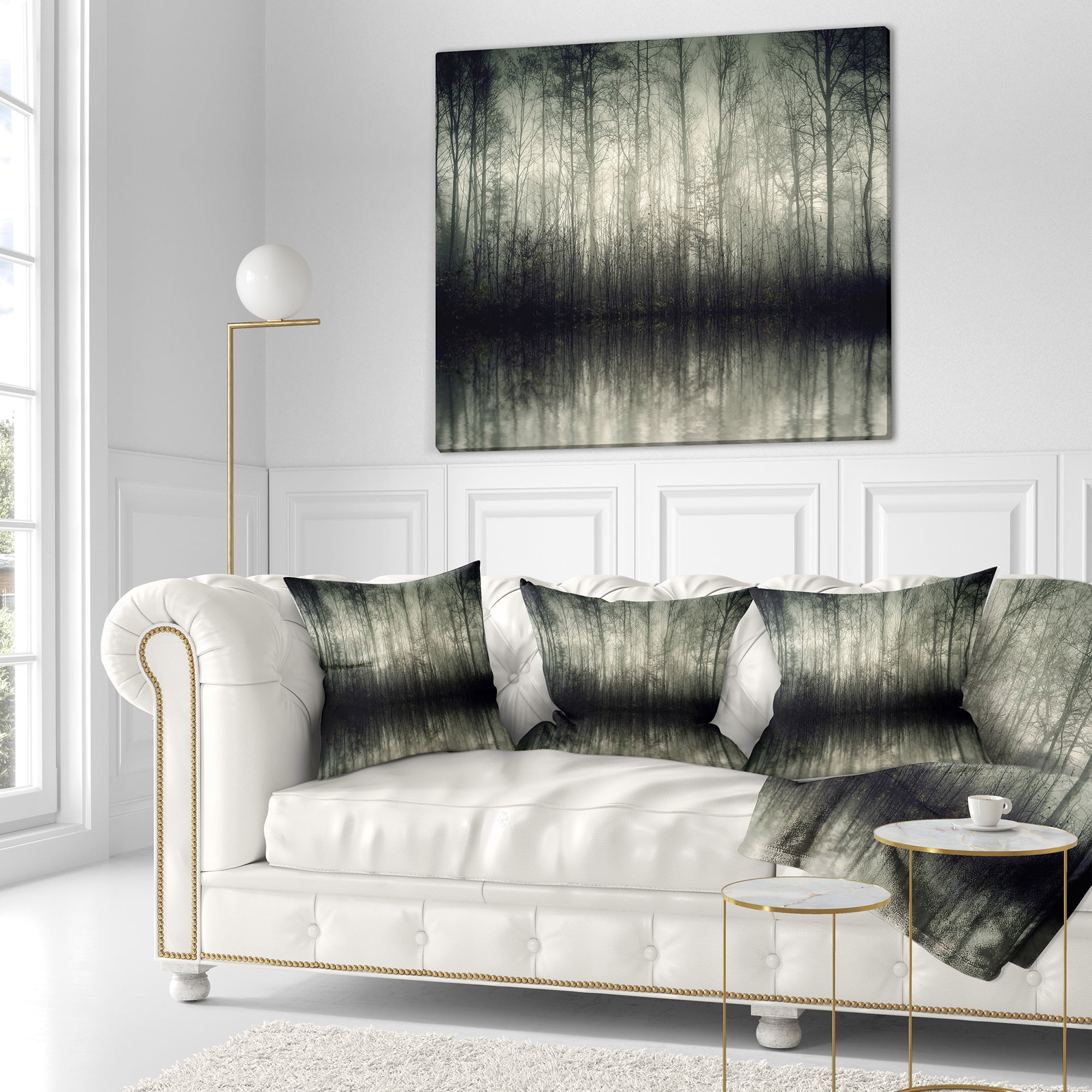Designart Beautiful Gray Forest in Germany - Landscape Photography Throw Pillow - 16x16