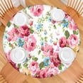 thumbnail image 2 of Pioneer Flower Floral Print Pattern Round Fitted Tablecloth with Elastic Edge,Dining Table Cover Waterproof,Outdoor Round Tablecloth for Camping,Dining,Indoor and Outdoor, 2 of 7
