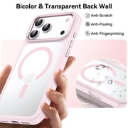 GAOBAO Magnetic Clear Case for iPhone 17 Pro Max, Compatible with MagSafe, Shockproof Bumper with Camera Control Button Cutout, Anti-Yellowing Slim Cover, Pink