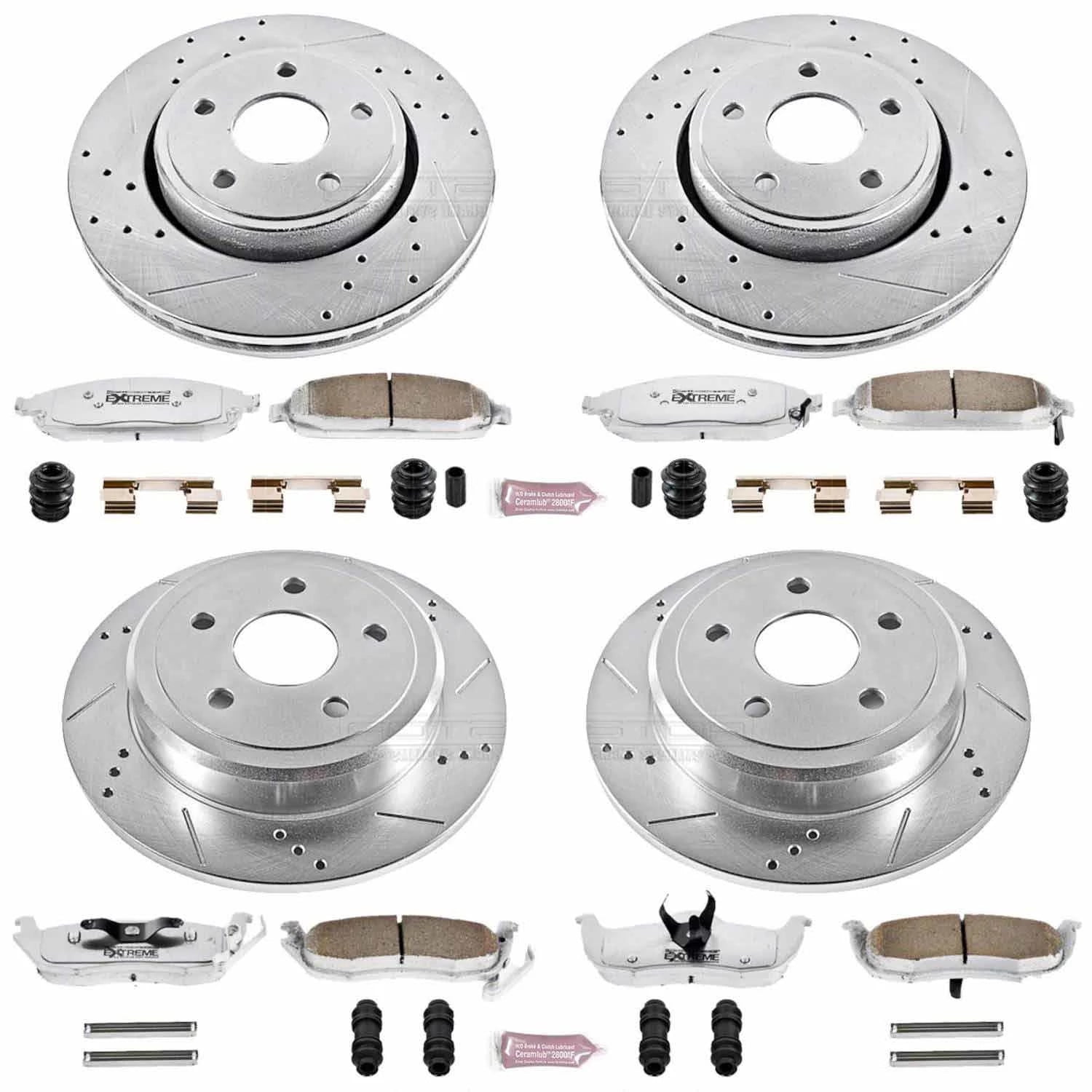 PowerStop Front and Rear Z26 Street Warrior Carbon-Fiber Ceramic Brake Pad and Drilled and Slotted Rotor Kit Fits: JEEP Select Models K2220-26
