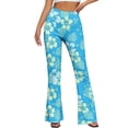thumbnail image 4 of Abomasnow Women High Waisted Flare Leggings Boho Floral Print Hidden Scrunch Bootcut Bell Bottoms Yoga Pants, 4 of 7