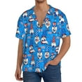 thumbnail image 3 of Naloa Gnomes in USA Men's Loose Fit Cuban Collar Short-Sleeve Shirt with Button-down and Chest Pocket for Everyday Wear Outings - Medium, 3 of 7