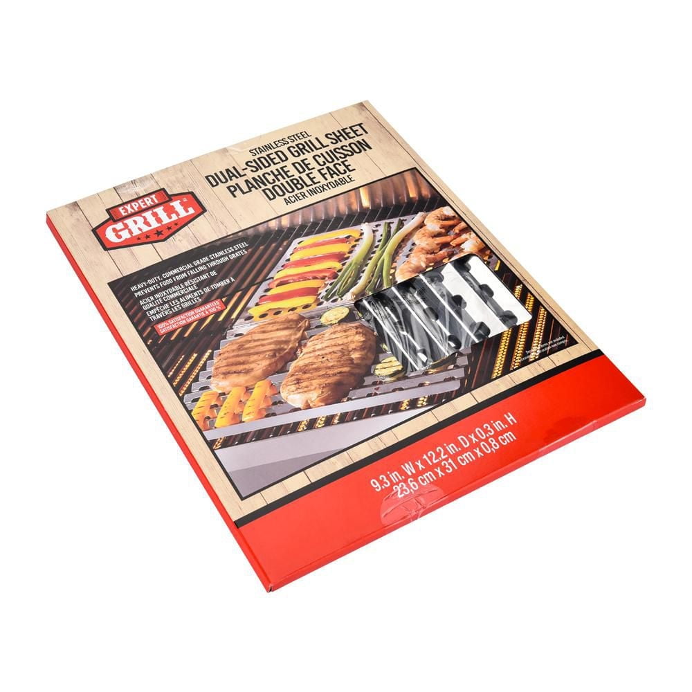 EXPERT GRILL STAINLESS STEEL DUAL-SIDED GRILL SHEET, STAINLESS STEEL DUAL-SIDED GRILL SHEET