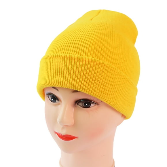 Men's And Women's Knitting Pullover Hat Warm Wool Hat In Autumn And Winter Solid Fashion Knitting Hat Bomber Hats beanies hats Yellow