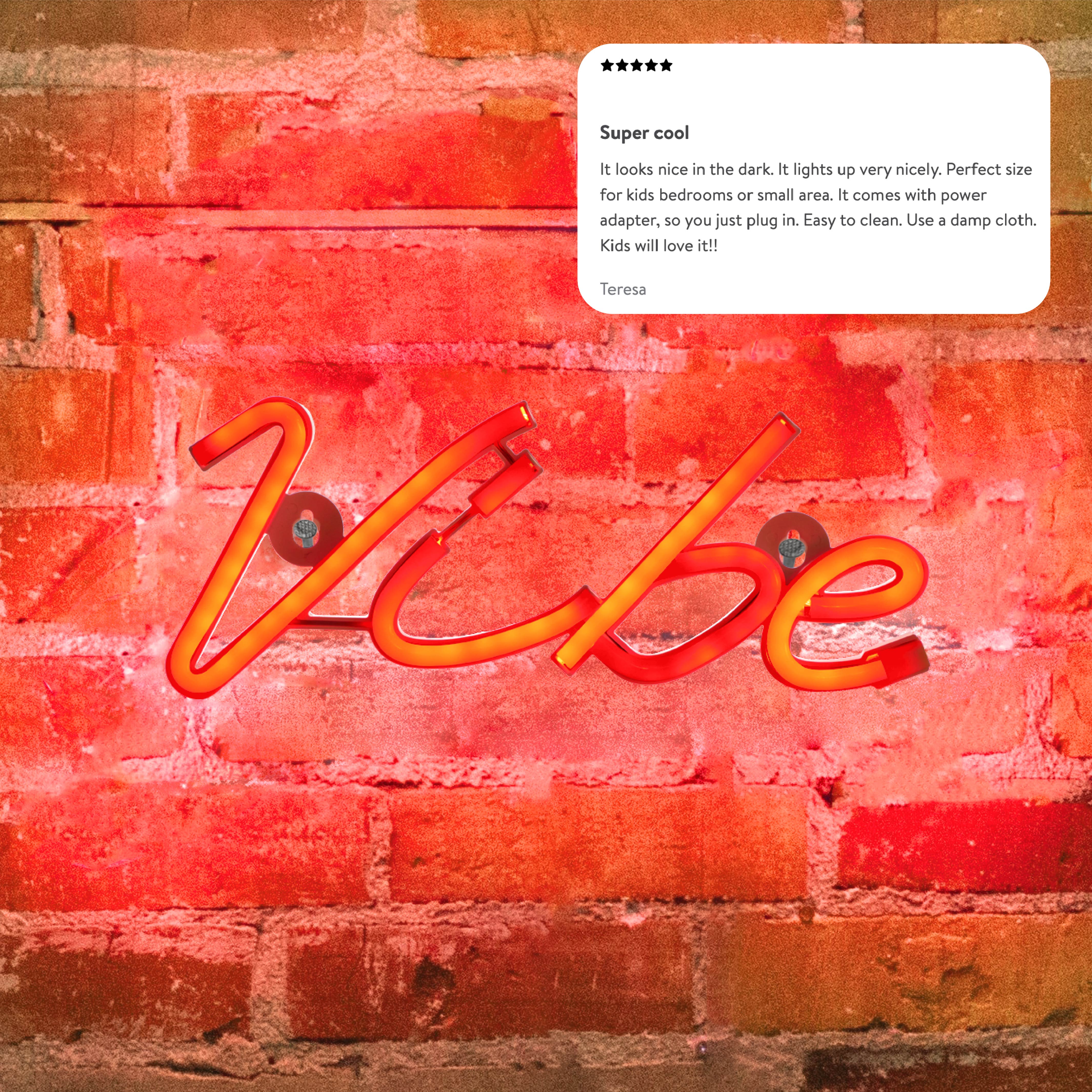 Urban Shop Red Vibe LED Neon Wall Light photo 6