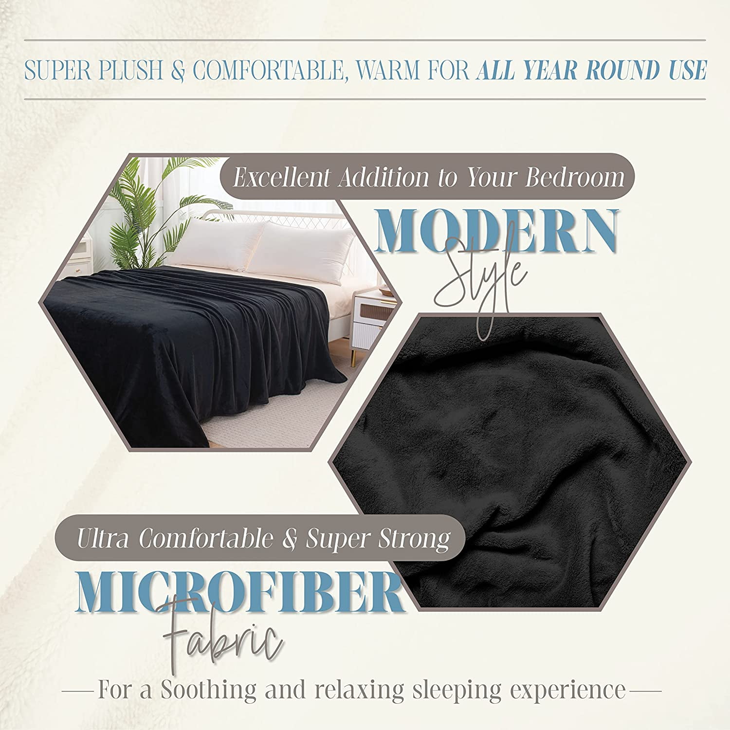 Luxury Velvety Feel Blanket, All-Season & Lightweight Material, Ultra Plush, Soft, Cozy Flannel Fleece for Couch, Sofa, Bed, Travel, Solid Twin/Twin XL, Black