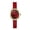 Red, variant on Women's Leather Strap Watch: Large Arabic Numeral Dial Rhinestone Bezel Oval Wistwatch - Casual Gift