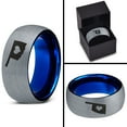thumbnail image 4 of Tungsten Oklahoma Sooner State Heart Band Ring 8mm Men Women Comfort Fit Blue Dome Brushed Gray Polished, 4 of 4