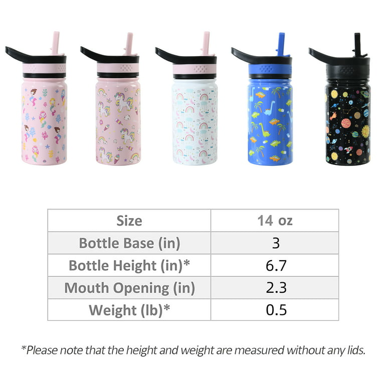 Simple Modern Kids Water Bottle with Straw Lid | Insulated Stainless Steel Reusable Tumbler for Toddlers, Girls | Summit | 14oz, Rainbow Dream