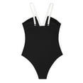 thumbnail image 4 of UTSJKR Deals Women's One Piece Swimsuit Tummy Control V Neck Color Block Slimming High Cut Bathing Suit Adjustable Strap Black L, 4 of 8