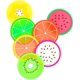 thumbnail image 1 of Posavasos de frutas, 7 uds. de 3,5 y quot; posavasos antideslizantes con aislamiento térmico, rebanada única colorida de silicona, taza de bebidas, estera compatible con bebidas para evitar muebles y Afortunado Sencillez, 1 of 5