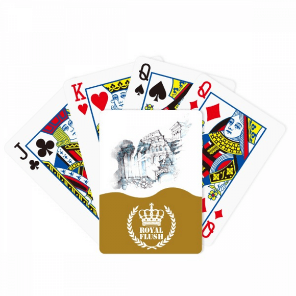 Ruined Rome Architectural Watercolor Painting Royal Flush Poker Playing Card Game