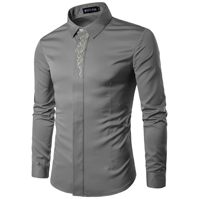 Chemise à Manches Longues pour Hommes Homme Décontractée Imprimée Col Montant Chemise de Base à Manches Longues Blouse Chemises à Manches Longues pour Hommes