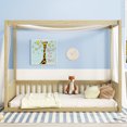 thumbnail image 2 of Canopy Floor Bed, Solid Wood Full Size Montessori Floor Bed Frame with Safety Guardrails, Low Platform Bed for Boys Girls Adults, Natural, 2 of 7