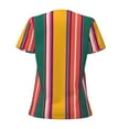 thumbnail image 3 of Goofa Vertical Stripes Pattern Womens Deep V Neck Low Cut Tops Casual Summer Short Sleeve Ribbed Knit T-Shirts-XX-Large, 3 of 5