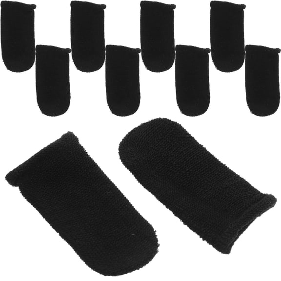 LOLIPPYY 10Pcs Finger Sleeve for Gaming Black Breathable Elastic Anti Sweat Touchscreen Gloves