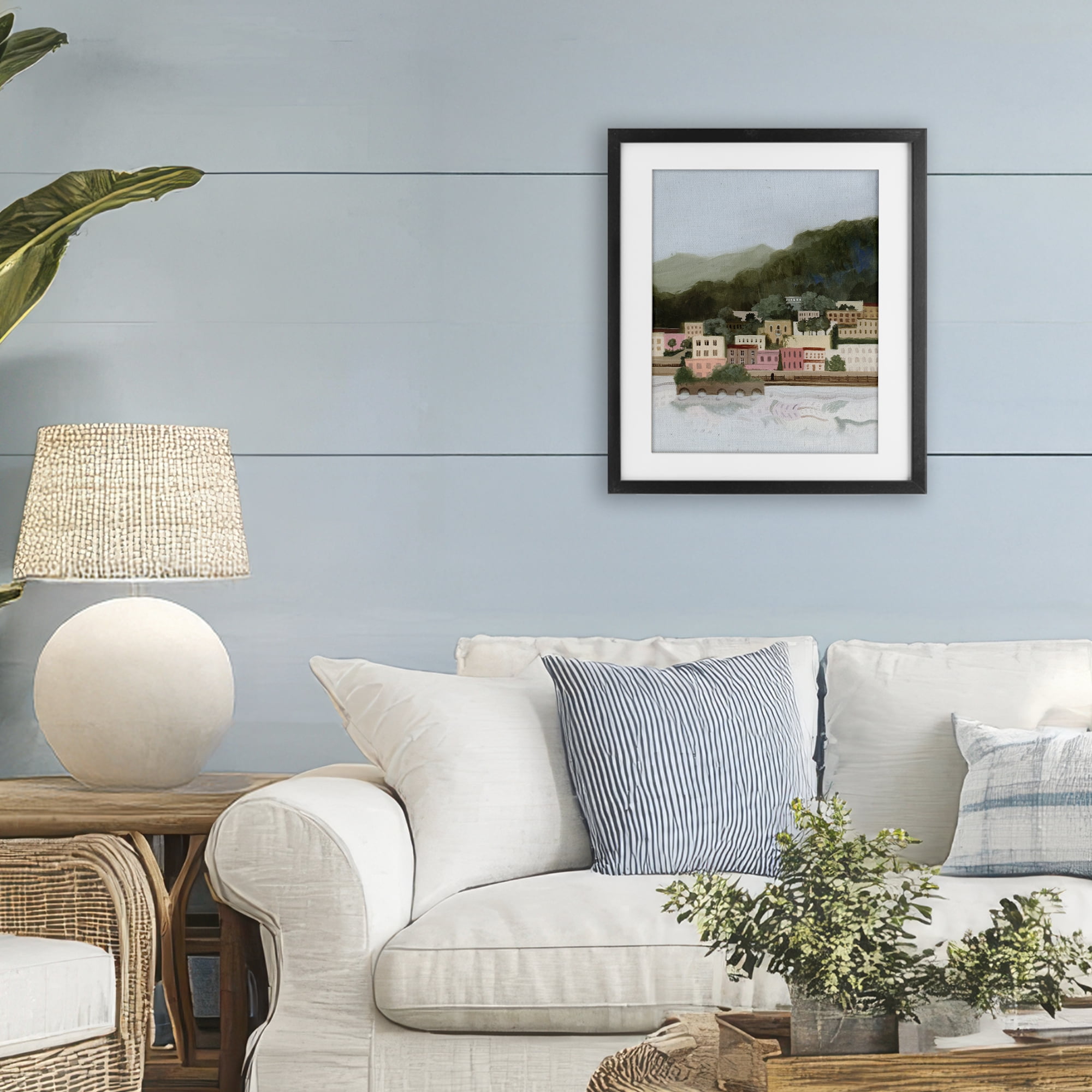 Stupell Industries Mountains By The Sea Black Framed Print Under Glass, design by Grace Popp