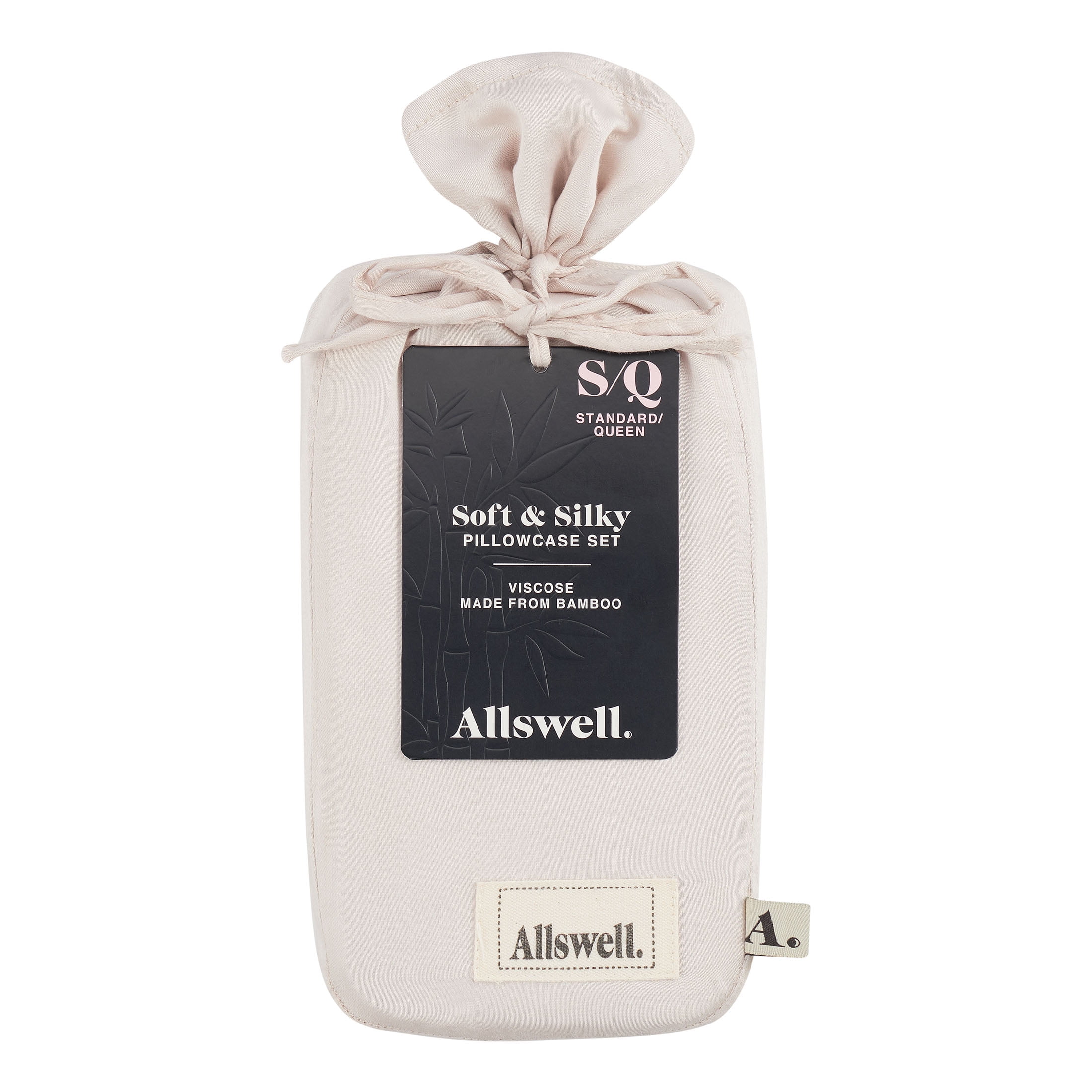 Allswell Soft & Silky Pillowcases, Cream Glaze, Rayon Derived from Bamboo Sateen, King, 2 Count