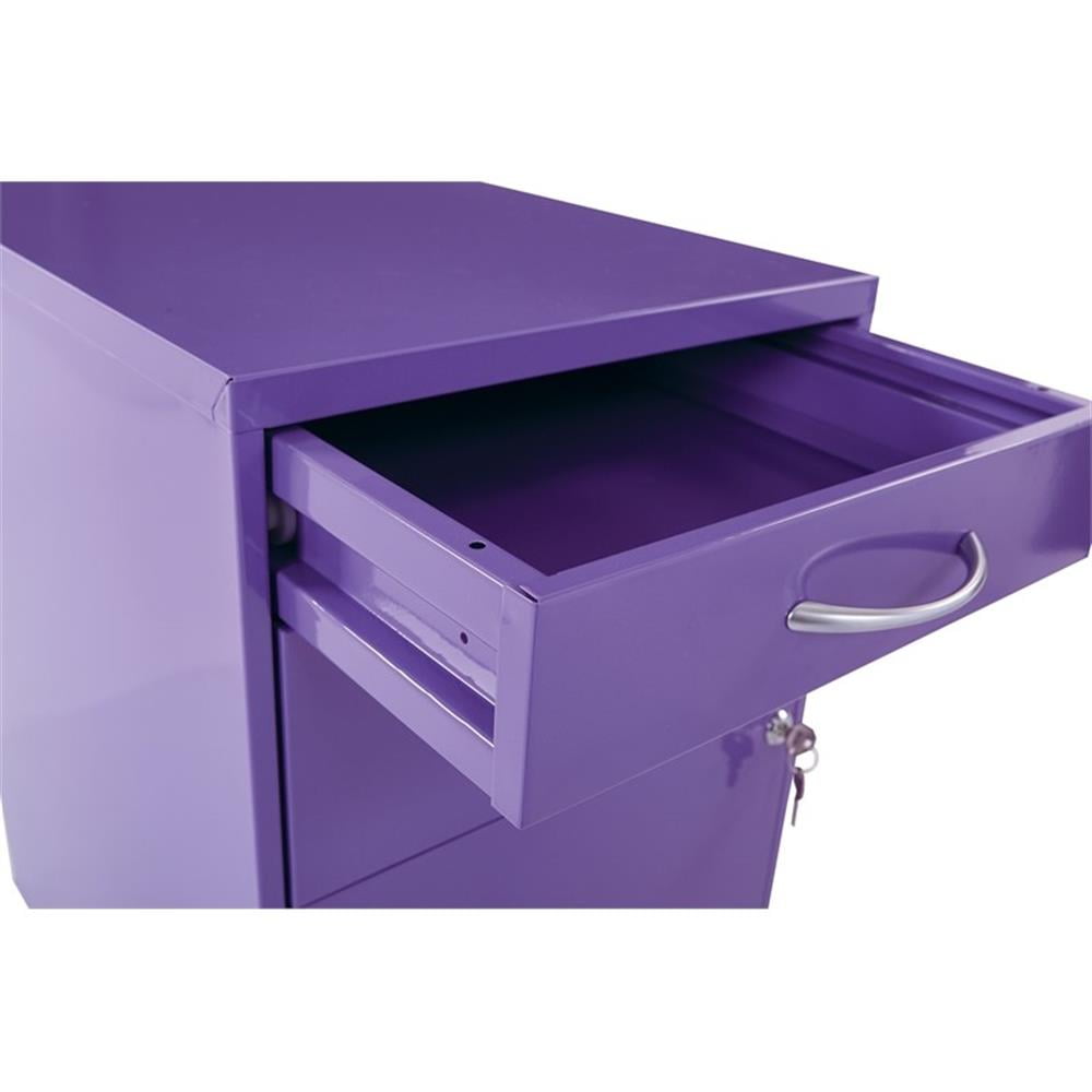 Osp Designs 3 Drawer Vertical Metal Lockable Filing Cabinet, Purple
