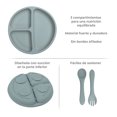 thumbnail image 3 of KIDDOS, Set De Alimentación Para Bebé Plato Bebé Vajilla De Silicona Color Gris, 3 of 7