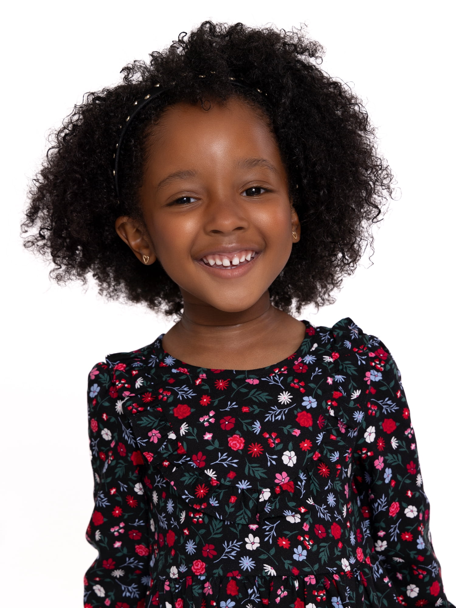 Wonder Nation Toddler Girls Ruffle Floral Print Dress, Sizes 12M-5T