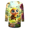 thumbnail image 4 of SOOMLON Womens 3/4 Sleeve Shirts Plus Size Tunic Bee Festival Tops Casual Crewneck Shirts Funny Honey Bee Graphic T Shirts 2025 Trendy Spring Summer Ladies Tops Loose Fit Outfits Pullover Yellow XL, 4 of 5