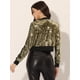 thumbnail image 4 of Chaqueta De Lentejuelas Tipo Aviador Con Cremallera En La Parte Delantera Con Purpurina Brillante Para Mujer Negro oro M, 4 of 6