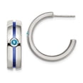thumbnail image 5 of Edward Mirell Grey Ti Brushed Blue Anodized Blue Topaz Hoop Earrings, 5 of 7