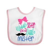 Inktastic Middle Sister to a Little Mister Girls Baby Bib