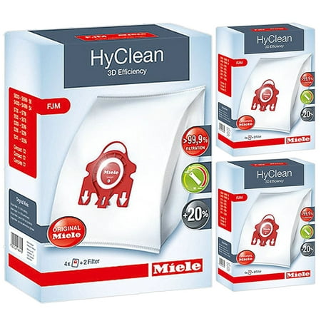 12 x Genuine Miele FJM HyClean 3D Efficiency Vacuum Hoover Dust Bags & (Miele Fjm Vacuum Bags Best Price)