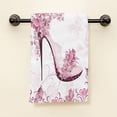 thumbnail image 2 of Pink Flower Hand Towels,Butterflies Sexy High Heel Pink Flower 100% Cotton Soft Bath Hand Towels for Bathroom Kitchen Hotel Spa Hand Towels 15"X30", 2 of 8
