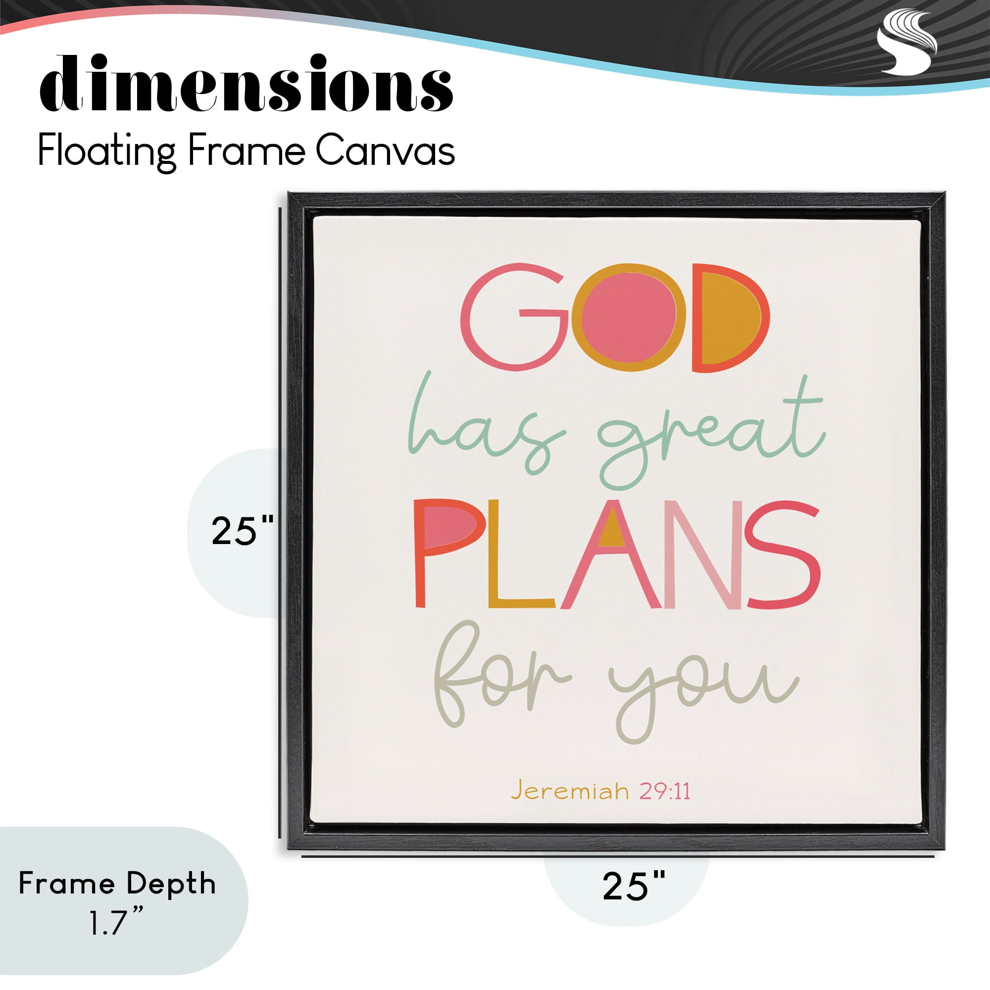 Stupell Industries God's Plans For You Black Framed Floater Canvas Wall Art, design by SD Graphics Studio