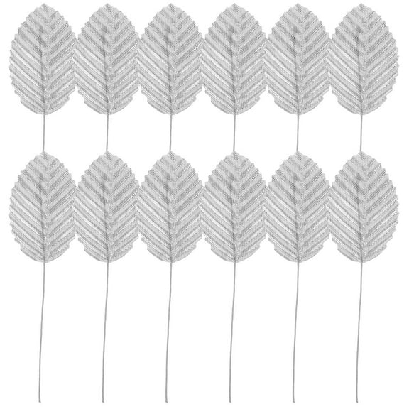 COMPUKAS Silver Faux Leaves 200Pcs DIY Craft Decor
