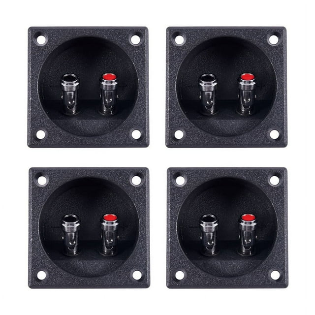 4X Caja de altavoz con terminal de poste de unión doble de forma cuadrada, color negro