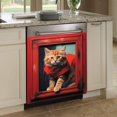 thumbnail image 2 of Orange Cat Sticker Home Kitchen Cover,Window Design Cat Fridge Vinyl Panel Decal,Funny Cat Dishwasher Decorative Cover,Animal Stickers, 23x26inch( Ordinary ), BDTZ007, 2 of 7