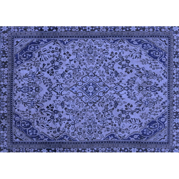 Ahgly Company Indoor Rectangle Abstract Blue Modern Area Rugs, 5' x 7'