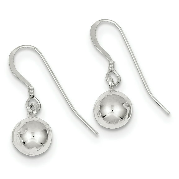 Primal Silver Sterling Silver 8mm Diamond Cut Bead Dangle Earrings