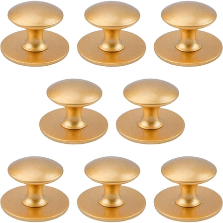 Adhesive Cabinet Knobs, 8 PCS Self-Stick Instant Kitchen Cabinet Knobs Drawer Pulls Stainless Steel Drawer Knobs for Windows, Wardrobes, Cabinets, Drawers (Matte Gold)
