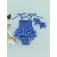 thumbnail image 2 of Liacowi Infant Baby Girl Summer Jumpsuit Star Print Sleeveless Tie-Up Ruched Tutu Skirt Romper + Bow Headband, 2 of 8