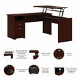 thumbnail image 3 of Pemberly Row 60W 3 Position L Shaped Sit to Stand Desk in Harvest Cherry, 3 of 6