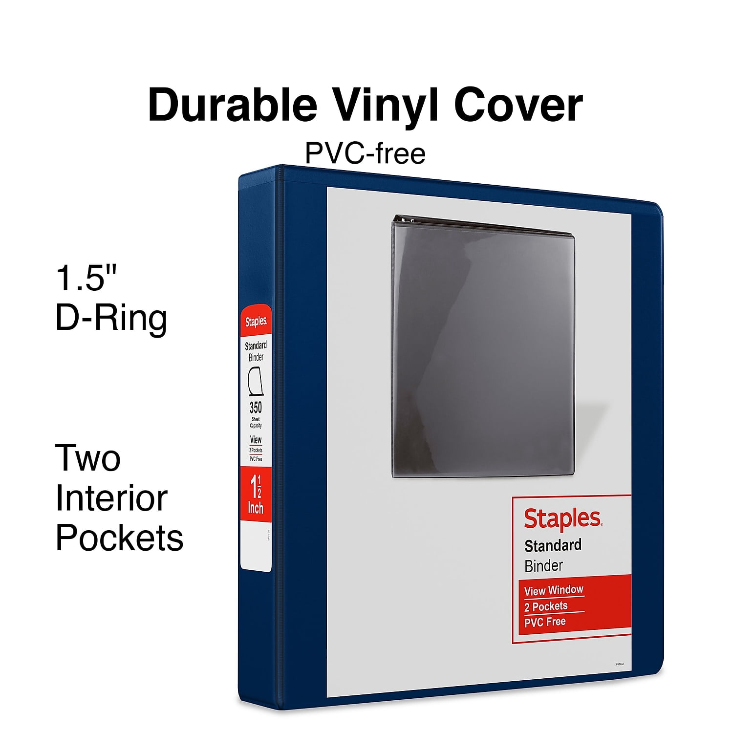 Staples Standard 1 1/2' 3-Ring View Binder Blue (26439-CC) 82652