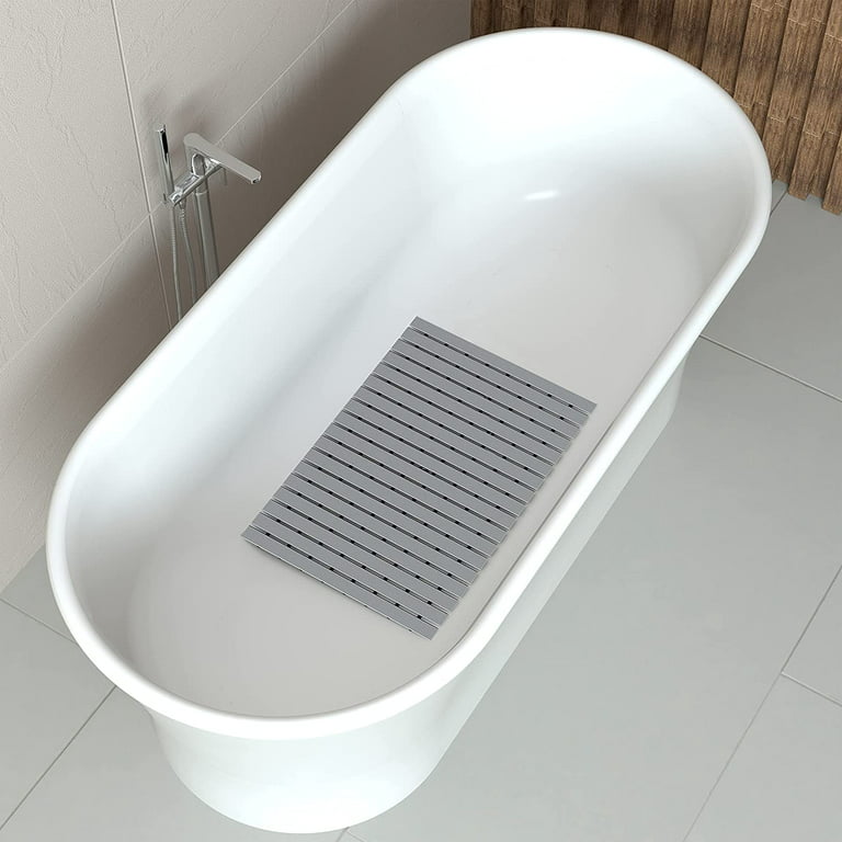 1pc Simple And Elegant Pvc Material Anti-slip Bath Mat, Strong Suction,  Drainage Design, Suitable For Shower/bathtub