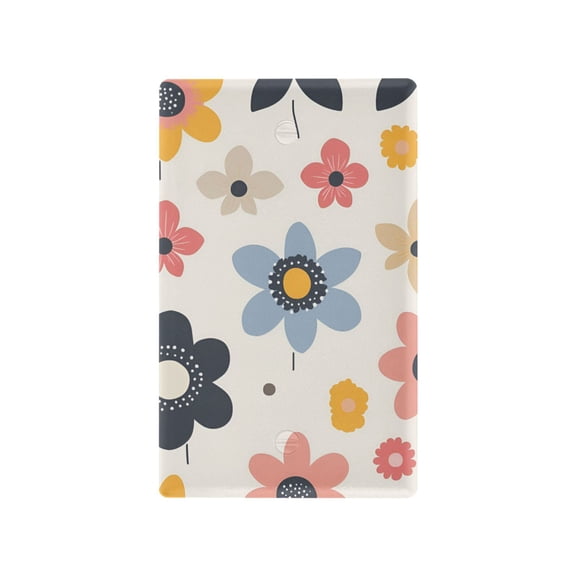 Yayeee Blank Wall Plate Cover 1-Gang 4.5"x2.7" Home Unused Decorative Outlet, Beige Retro Flower
