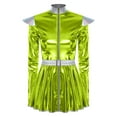 thumbnail image 3 of Oyolan Womens Alien Robot Fancy Dress Metallic Shiny Long Sleeve Dress with Belt Carnival Party Outfits Green 4XL, 3 of 5