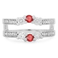 thumbnail image 2 of Dazzlingrock Collection 14K Ruby & White Diamond Wedding Band 3 Stone Enhancer Guard Double Ring, White Gold, Size 6, 2 of 4