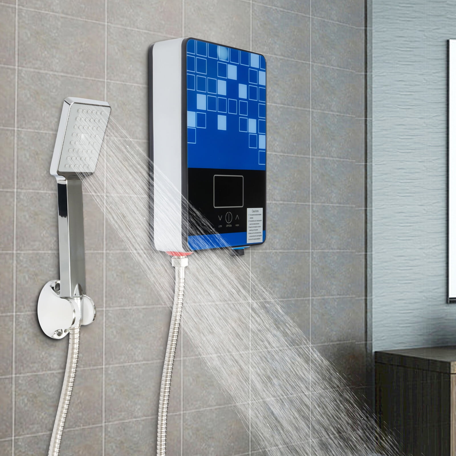 110V 4500W Whole House Electric Instant Tankless Water Heater with Shower Head On Demand Instant Hot Water Heater for Home RV Warehouse