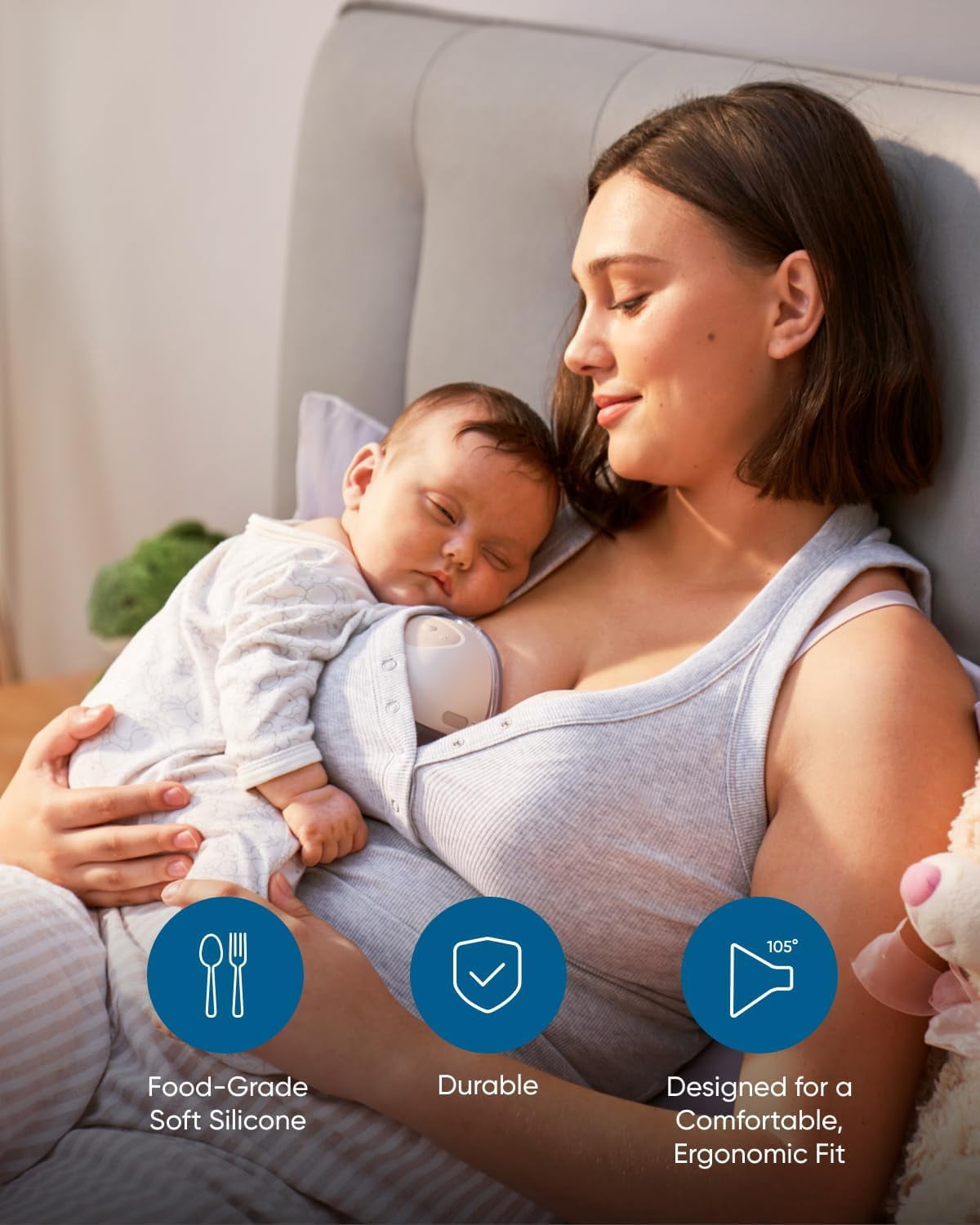 eufy Security Original 27mm Flange (2-Pack), Replacement Accessories for Wearable Breast Pump E10, Food-Grade Soft Silicone, Durable, Comfortable, Ergonomic Fit