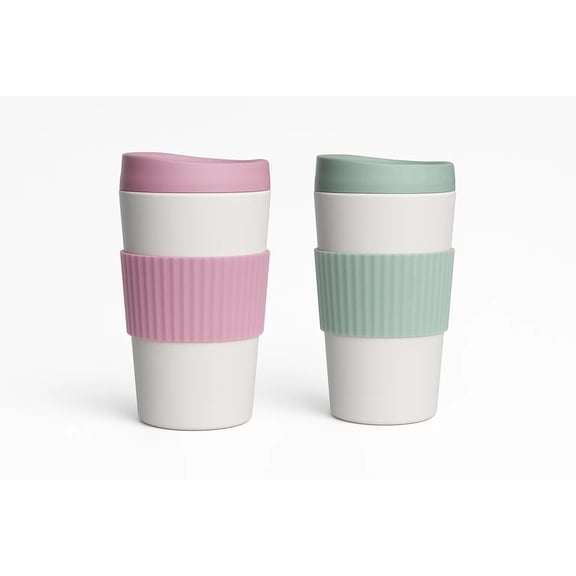 Mesa Hot Double Wall Travel Tumbler - Pink & Green - 20 oz - Set of 2